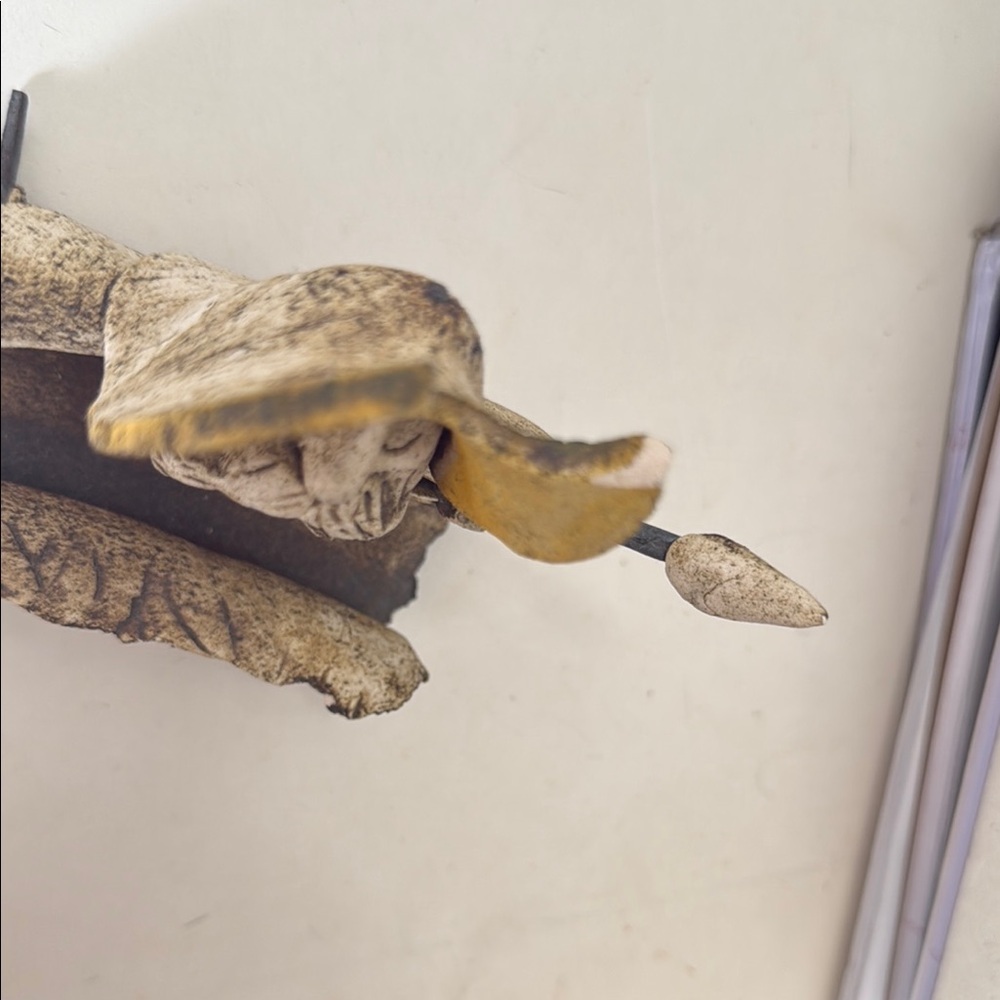 Rustic Warrior Sculpture - Yellow and Brown - Picture 2 of 10